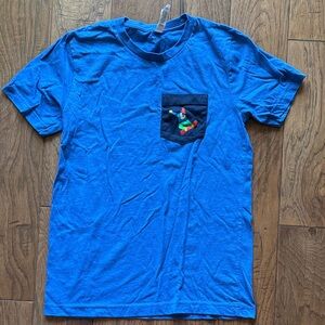 Vibrant Blue Superhero Pocket Tee